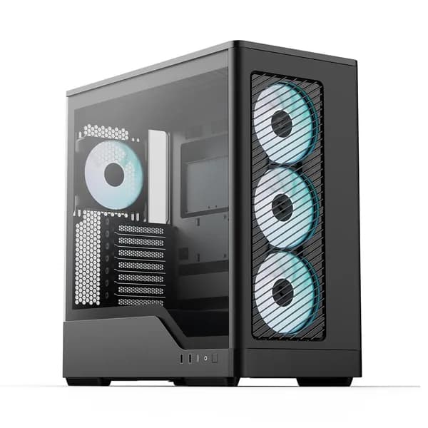 Компьютерный корпус AEROCOOL D520A-BK-v1, ATX / Micro-ATX, USB Type-C, поддержка видеокарт до 400 мм, без блока питания