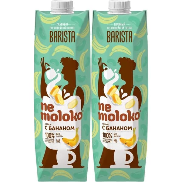 Напиток соевый Nemoloko Barista Банан 1 л, набор: 2 штуки