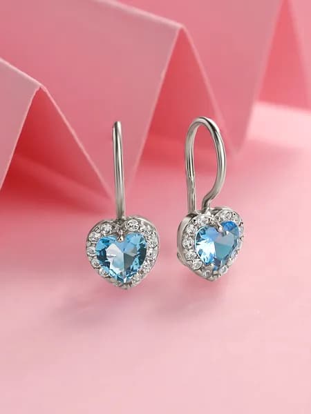 Серьги Сердечки серебро 925 фианитами
