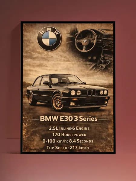 Постер на стену BMW E30 без рамы (29,7х42см)
