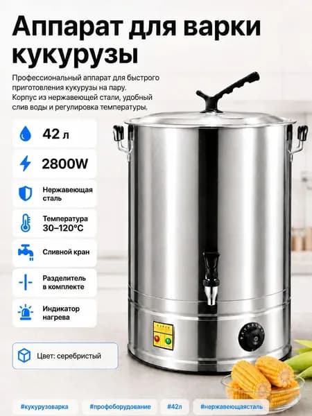 Аппарат для варки кукурузы hj05, серебристый