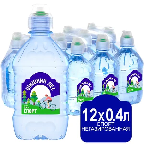 Вода питьевая Шишкин лес Спорт негазированная, ПЭТ 0.4л (12 штук)