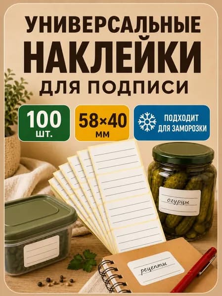 Этикетки для маркировки контейнеров, банок и заготовок, с рамкой, влагостойкие, 58х40 мм
