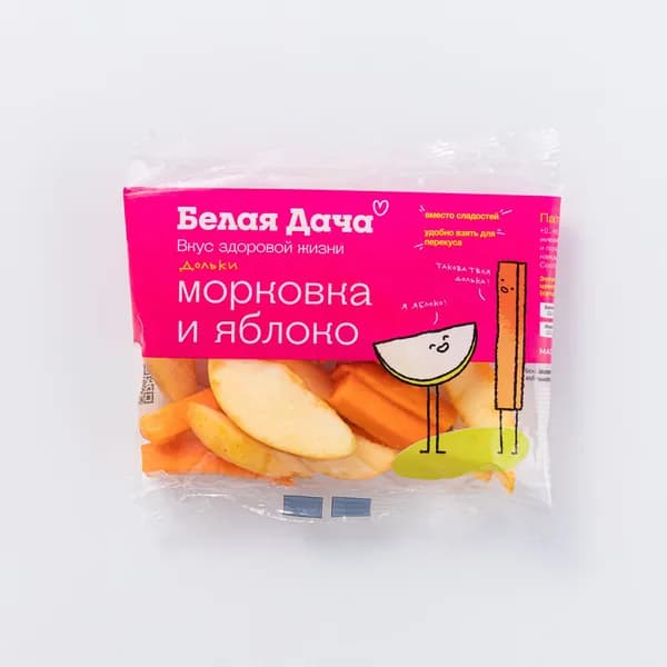 Микс из морковных палочек и яблочных долек, 80 г, Белая дача