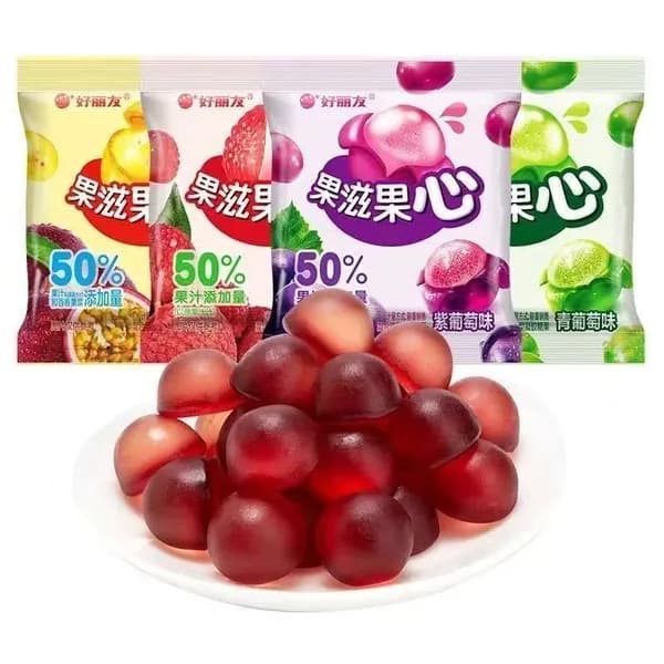 Жевательные конфеты с фруктовым соком, очищаемая оболочка, набор 4 вкуса, вес 205 г, около 1213 индивидуальных упаковок