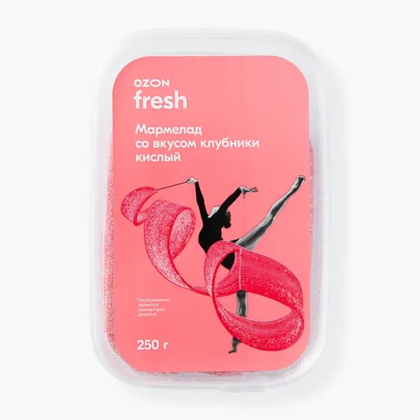 Жевательный мармелад Кислый ремешок Клубникa 250 г, Ozon fresh