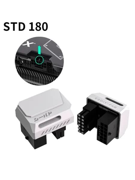 12V-2x6 PCie 5.1 ATX 3.1 угловой адаптер 180 градусов белый алюминиевый STD