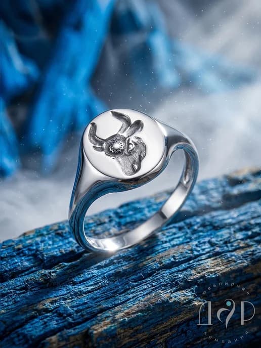 Кольцо серебро 925, Телец