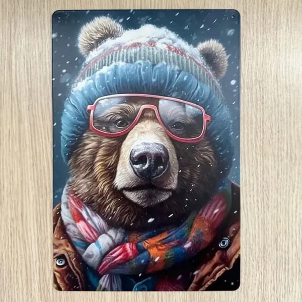 Табличка металлическая интерьерная Арт Медведь Мишка Art Bear