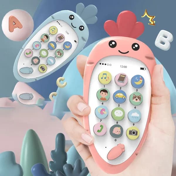 Розовый обучающий двуязычный игровой телефон из abs для детей