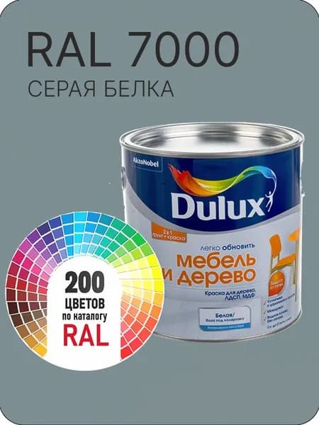 Краска для мебели и дерева цвет серая белка Ral 7000 0.8 л.