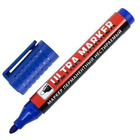 Набор 3 ШТ Маркер перманентный ULTRA MARKER, СИНИЙ, 3,5 мм, с клипом, BRAUBERG, 152206