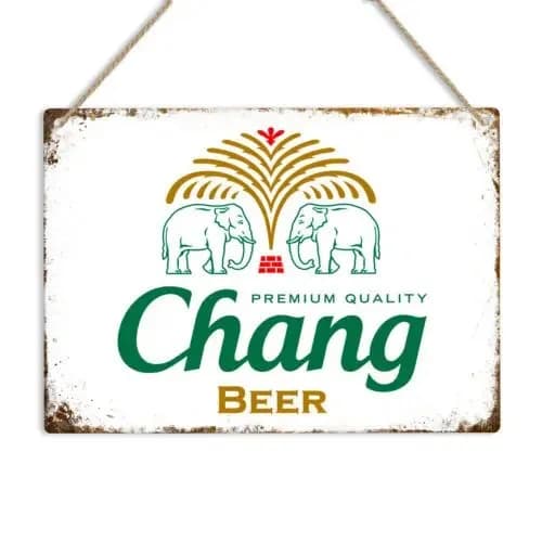 Металлическая настенная табличка Chang в винтажном ретро-стиле, пивная табличка для бара, паба, мужской берлоги, Таиланд, лагер-алюминий.