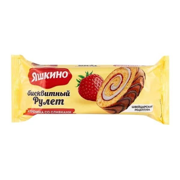Рулет Яшкино Клубника со сливками 200г