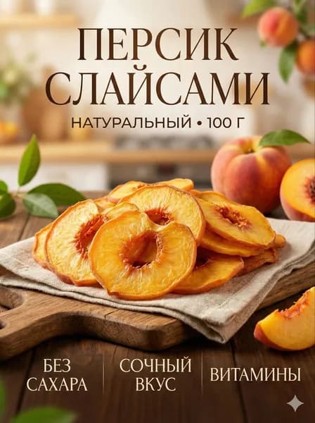 Персик сушеный (вяленый) слайсы Горы Вкуса, натуральная персиковая курага без сахара, 100 г