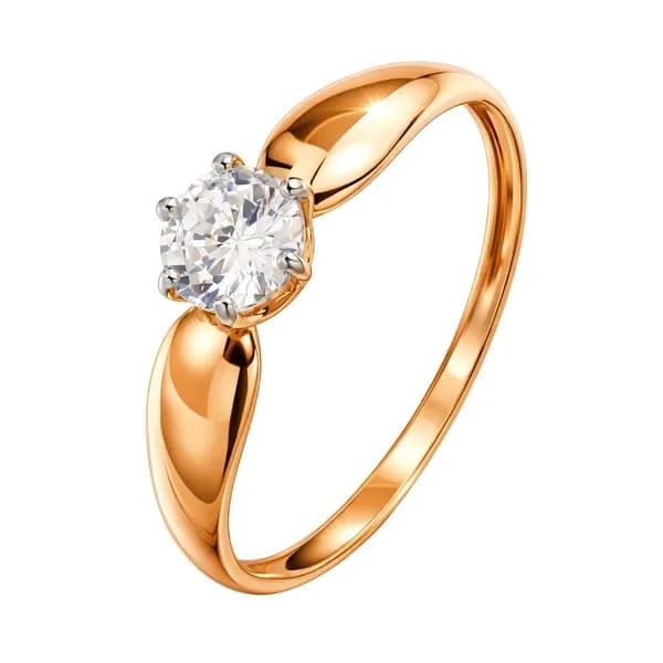 Кольцо женское с фианитом серебро 925 пробы 585GOLD