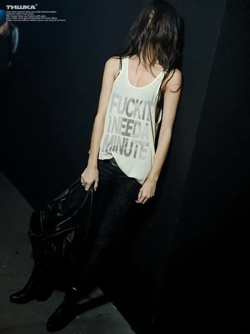 Свободная майка с принтом model off duty из вискозы