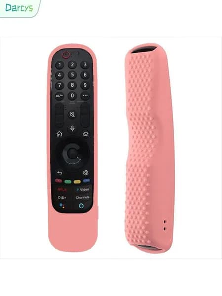 Силиконовый чехол для пульта lg smart tv an-mr21 mr22, противоударный/подсвечиваемый кейс, "розовый".
