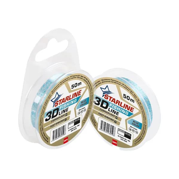 Монофильная леска для рыбалки STARLINE 3D 50 м. 0,26 мм. 5,2 кг. / голубая