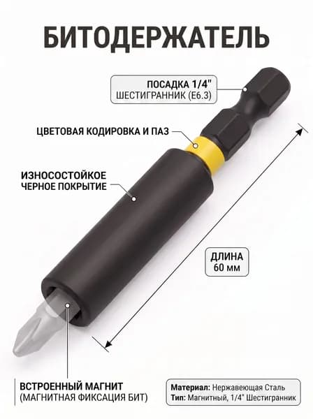 Адаптер для бит магнитный удлинитель 60 мм