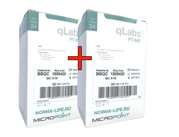 Тест-полоски qLabs PT-INR (КуЛабс МНО)2х24 шт