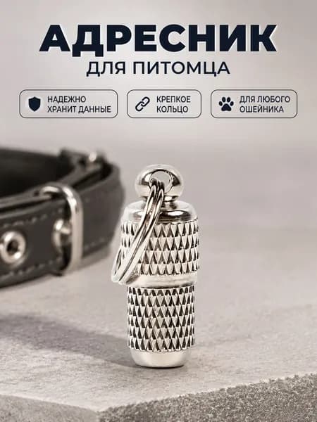 Петля для ошейника с биркой для контактов, металлическая капсула с текстурой