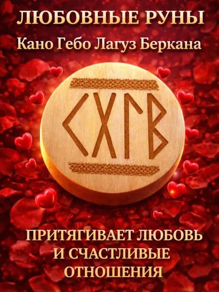 Рунический амулет Кано Гебо Лагуз Беркана - амулет на любовь и союз, притяжение любви, гармония в отношениях, рунический оберег