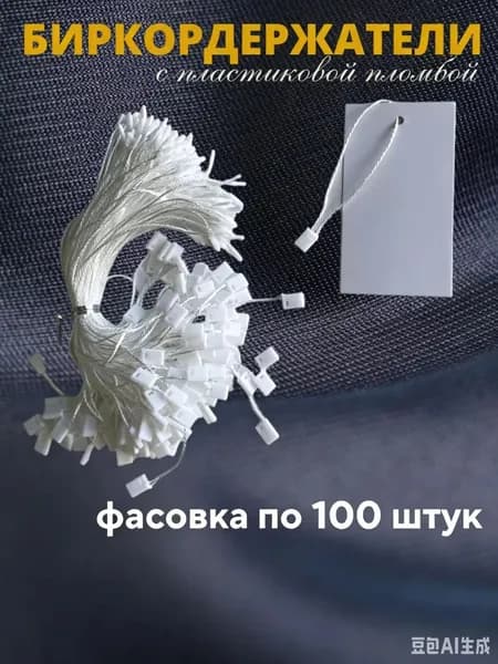 Биркодержатель веревочный для бирок 100 шт, белый с пломбой