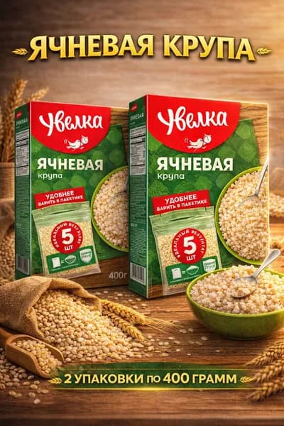 Крупа ячневая 2 упаковки по 400 грамм (800 грамм)