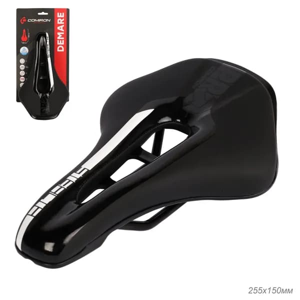 Седло велосипедное COMIRON DEMARE M103-Wh-pv 255x150, Технологии: DW, ED. Верх: PU, Цвет: Чёрный Белый