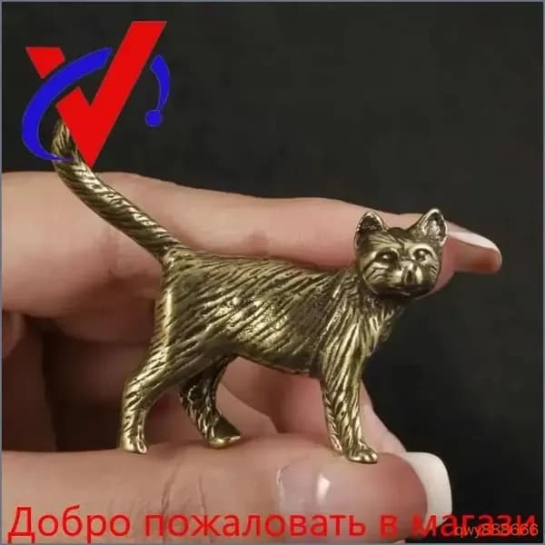 Винтажная статуэтка котенка из латуни