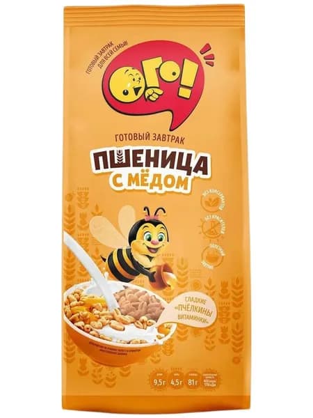 ОГО! Готовый завтрак воздушная пшеница с медом 3шт по 150 гр