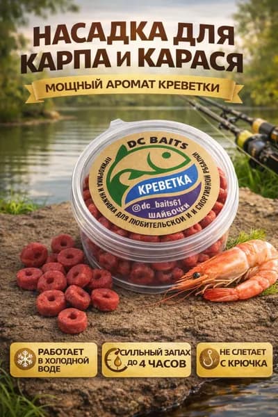 Насадка для карпа и карася Шайба "креветка" DC Baits для фидера и поплавка, холодная вода