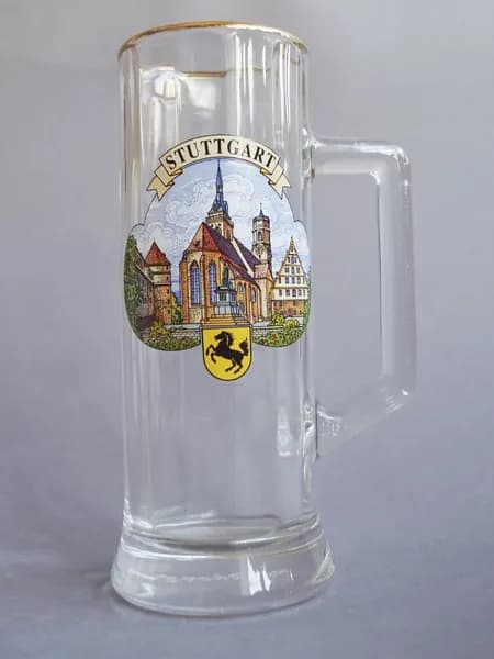 Винтажная пивная кружка "Штутгарт (Stuttgart)". Стекло, Германия, 2000-2010 (объем: 250 мл)