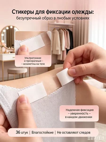 Двусторонний скотч для одежды и тела, 36 штук-невидимая фиксирующая лента ультратонкая,для глубокого декольте/вечернего платья/рубашки.