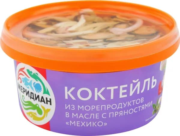 Коктейль из морепродуктов МЕРИДИАН с пряностями Мехико в масле, 430г