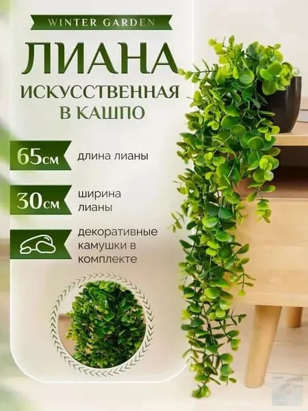 Искусственные цветы Лиана 1 шт черный, зеленый