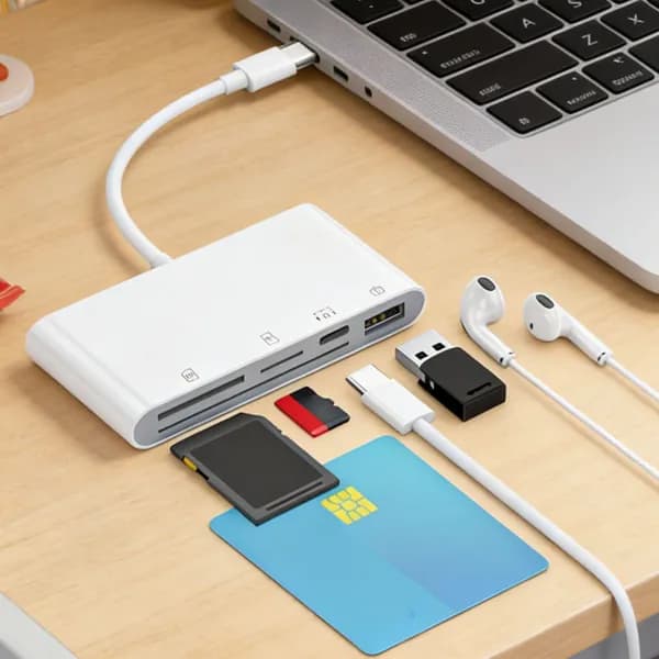 Пятифункциональный кард-ридер USB-C с разъёмами для SD, microSD и смарт-карт