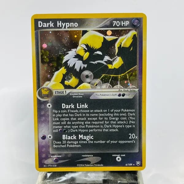 Портативные карты PKM T Настройка и прокси высококачественной фольги Dark Hypno Team Rocket Returns (TR) #6