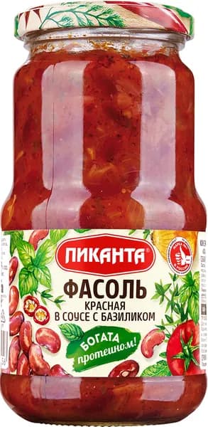 Фасоль ПИКАНТА красная в соусе с базиликом, 480г