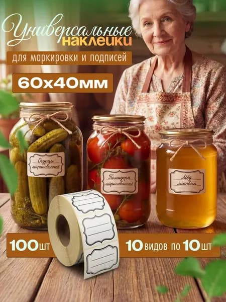 Этикетка для банок, бутылок 2.5 x 2.5 см, 100 шт.