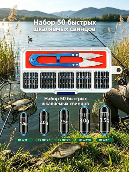Грузила для рыбалки на поплавок скользящие с ножницами