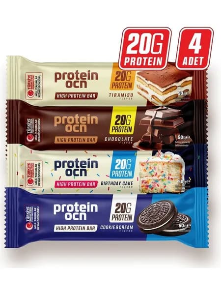 Proteinocean Протеиновый Батончик Ассорти 50 г Высокобелковый, Вкусный и Сытный Перекус (Пакет из 4)