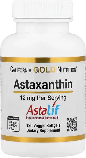 California Gold Nutrition Астаксантин, Антиоксидантный каротиноид, Асталиф Чистый Исландский