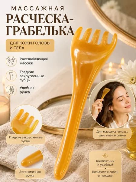 Массажная расческа из нефрита для акупрессуры и улучшения кровообращения