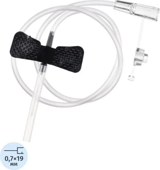 Катетер-бабочка для вливания в малые вены 22G HD 100шт./уп