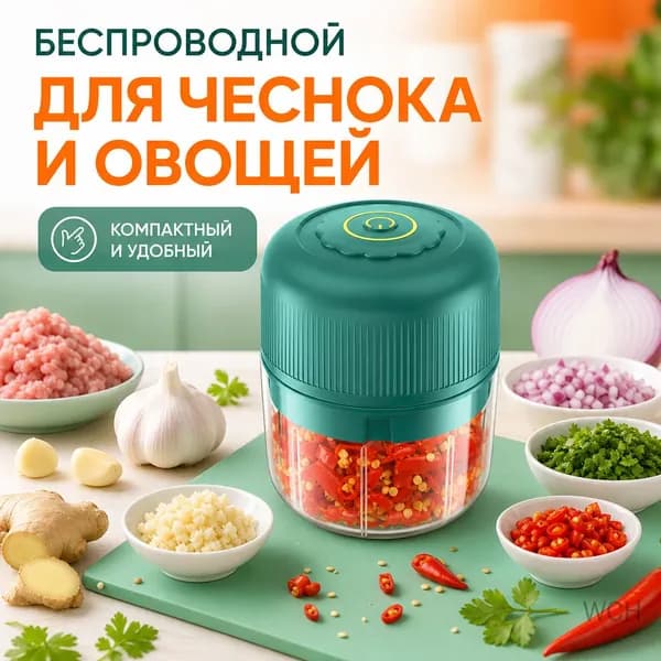 Измельчитель электрический беспроводной компактный для чеснока и овощей