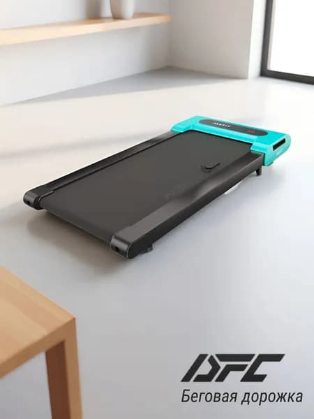 Беговая дорожка DFC AXEFIT TM200-3Blue электрическая для дома без поручней, компактная, ультратонкая, для ходьбы и бега до 110 кг, беговое полотно 95 х 40 см, скорость до 6 км/ч, голубая