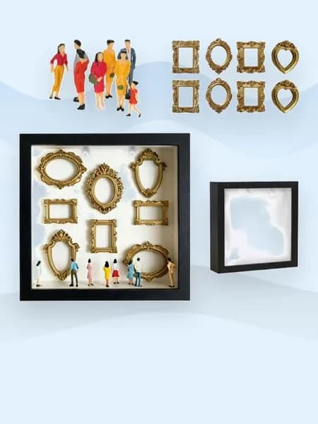 Миниатюрная фоторамка-теневой бокс DIY, черный со светлым