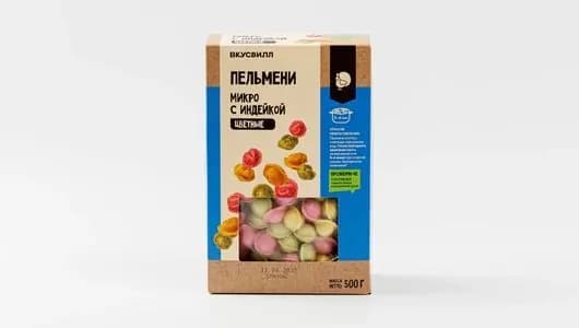 Пельмени микро с индейкой цветные, зам. 500 г